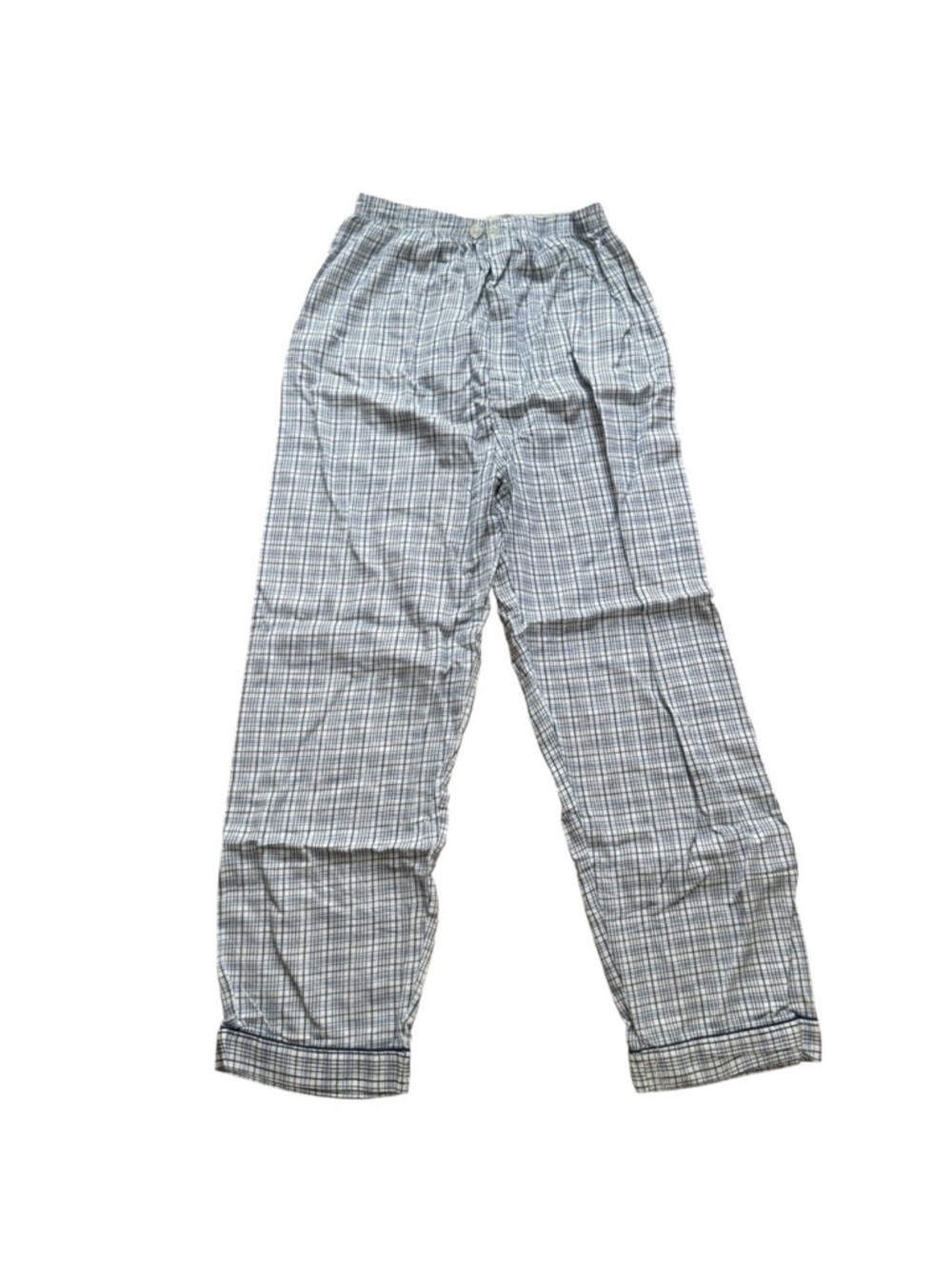 Comfort Zone Vintage Men’s Plaid Fleece Pajama Pants Size Small Blue White